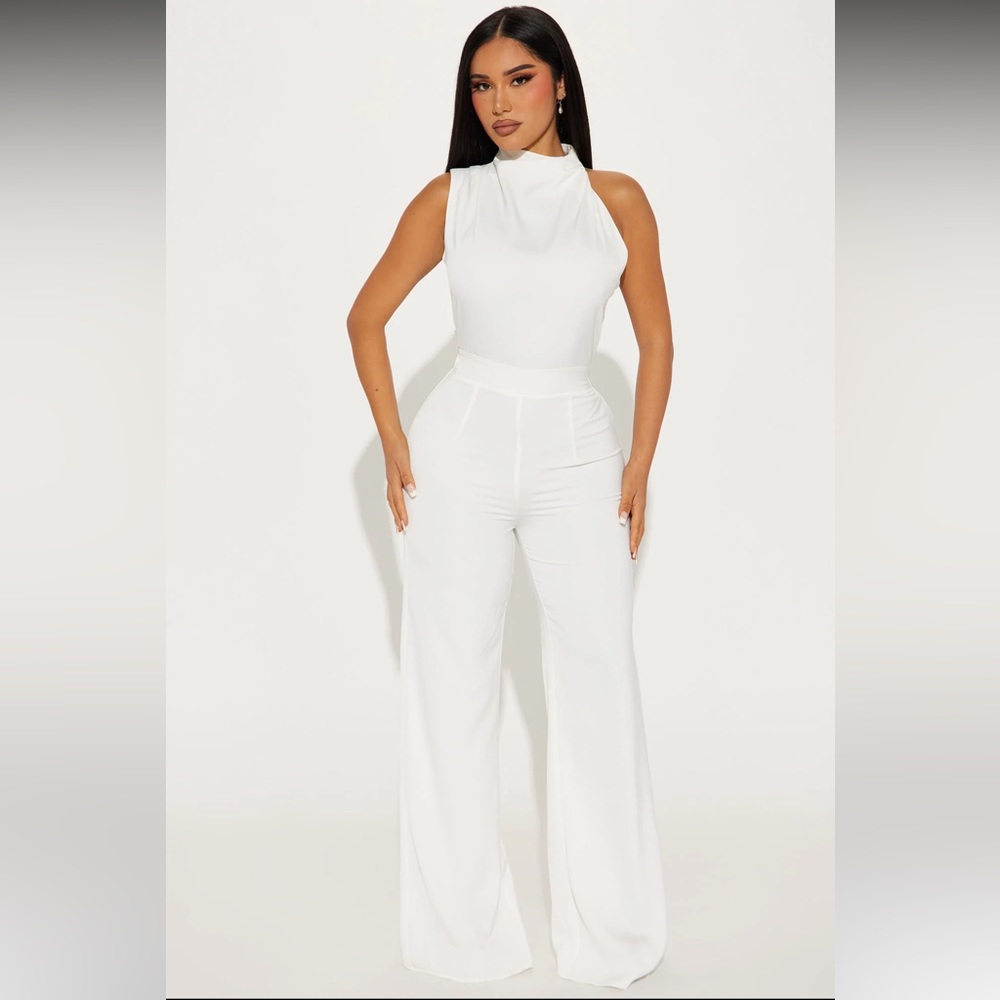 Fashion Nova White Ivory Jumpsuit Put On A Show Satin Jumpsuit Christmas